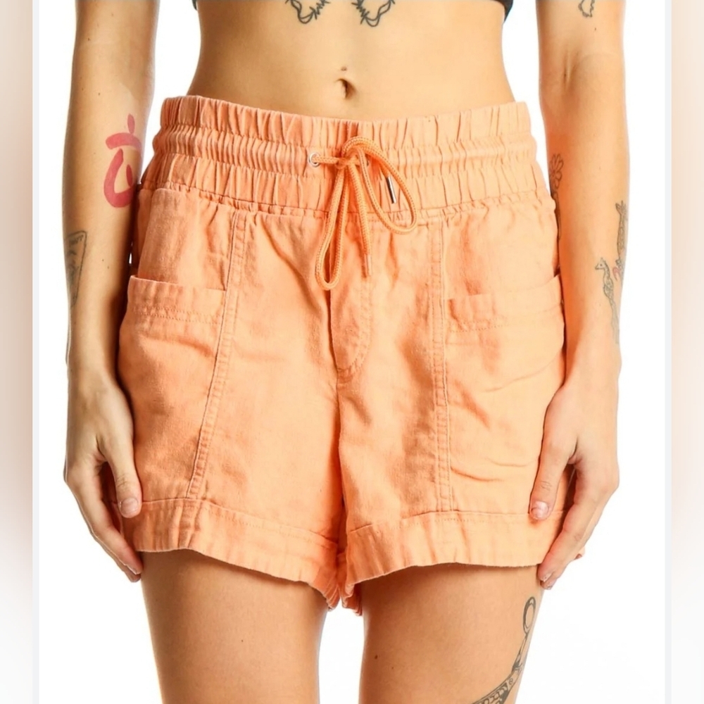 Athleta Peach Linen Drawstring Shorts Size 6
